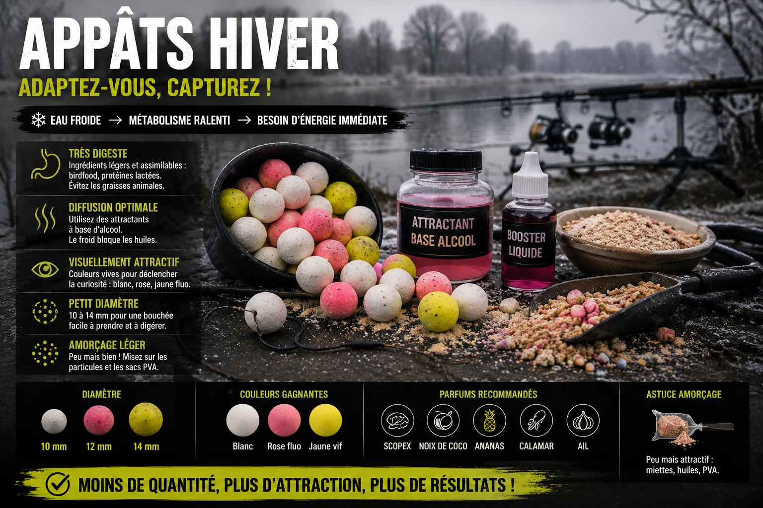 Quelle bouillette pour la carpe en hiver/eau froide ?