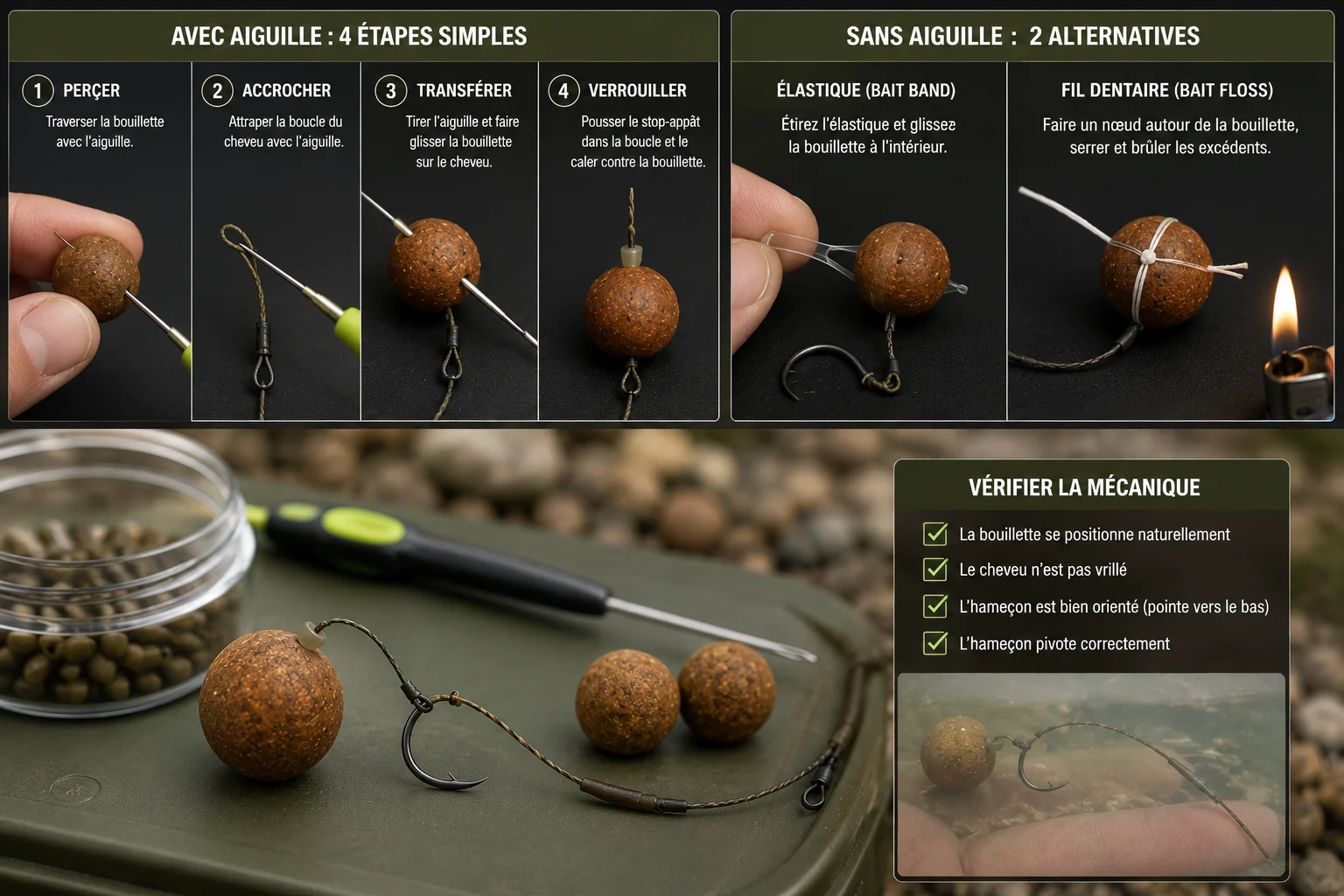 Comment Mettre une Bouillette sur un Hameçon avec ou sans Aiguille ?
